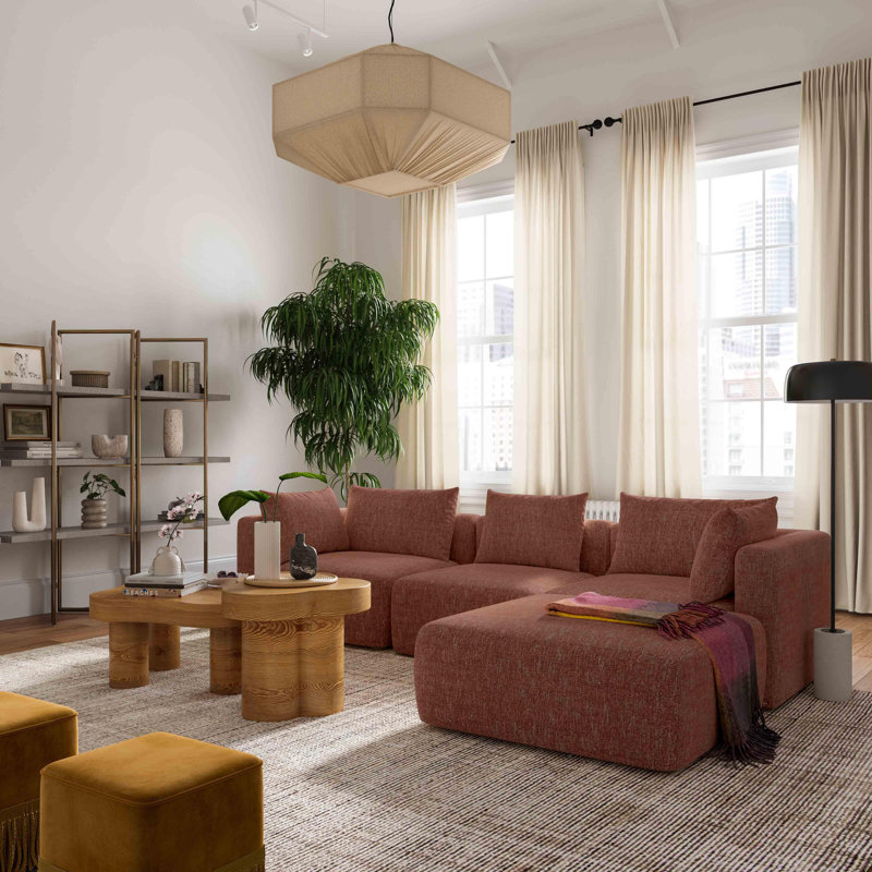 Canapé modulaire 4 pièces Tov Furniture Hangover Sedona, 33.1" H x 111.6" W x 79.5" D, Sedona Red Textured Fabric