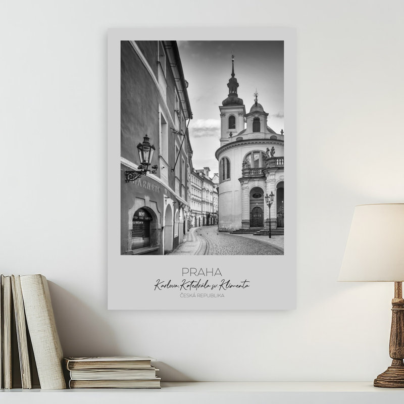 Historic Prague Church Street Classic Abstract Contemporary Architecture City Wall Art Print by Melanie Viola - Print