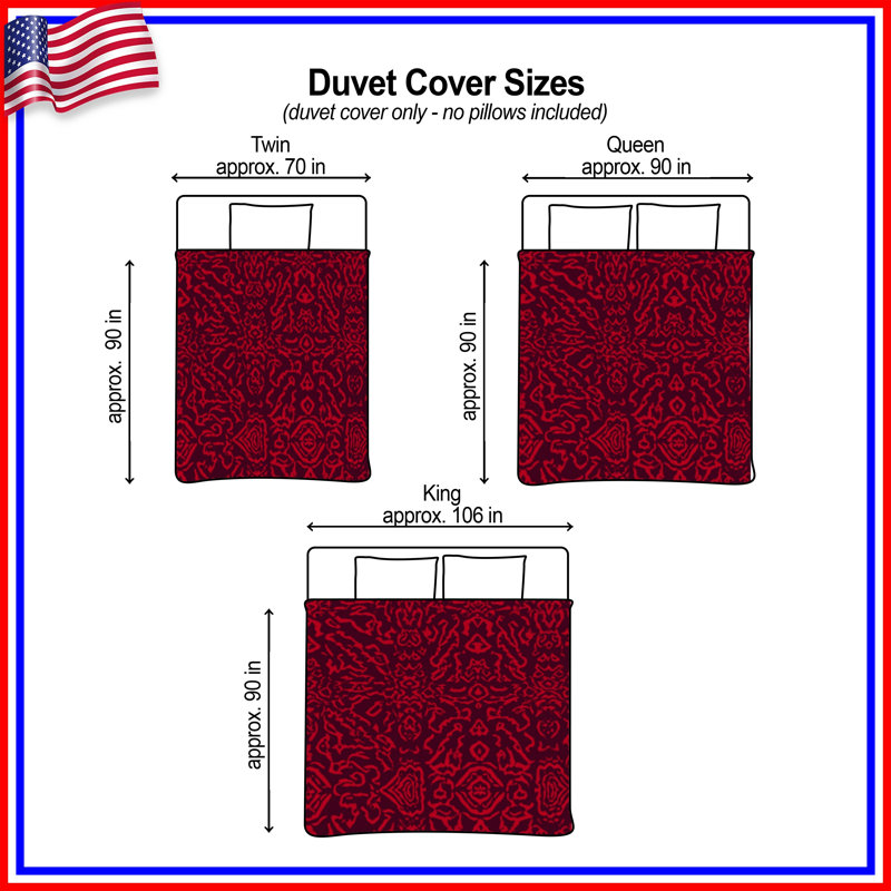Housses de couette damassées rouges, Grand lit