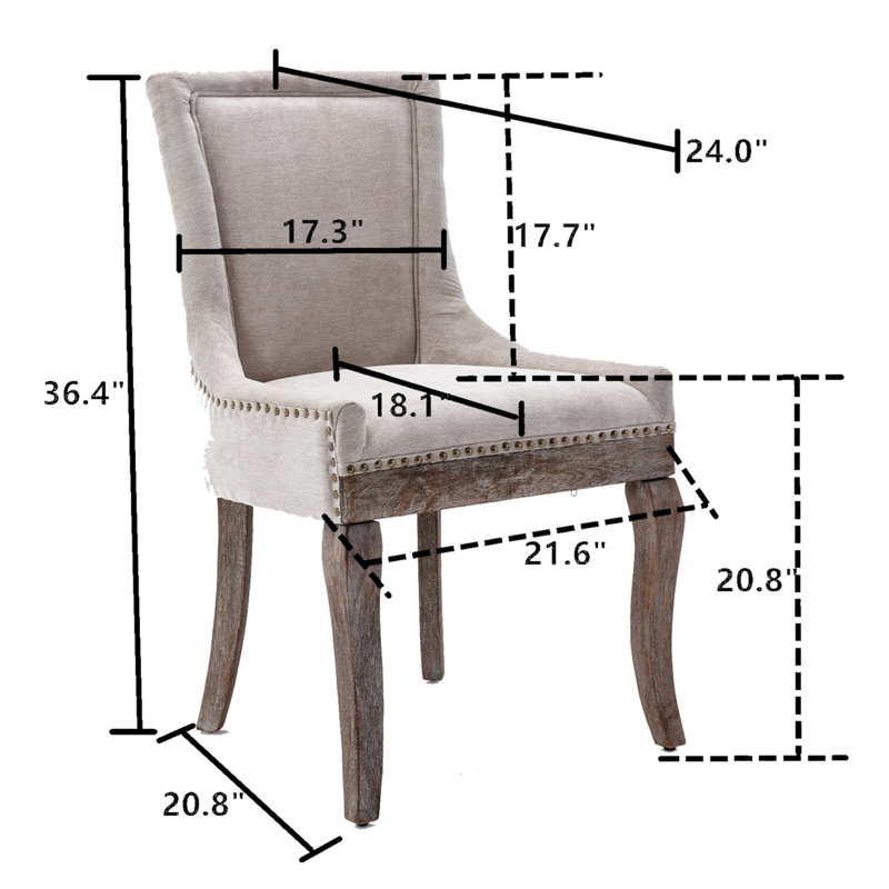 Ensemble de 2 chaises de salle à manger rembourrées, Beige