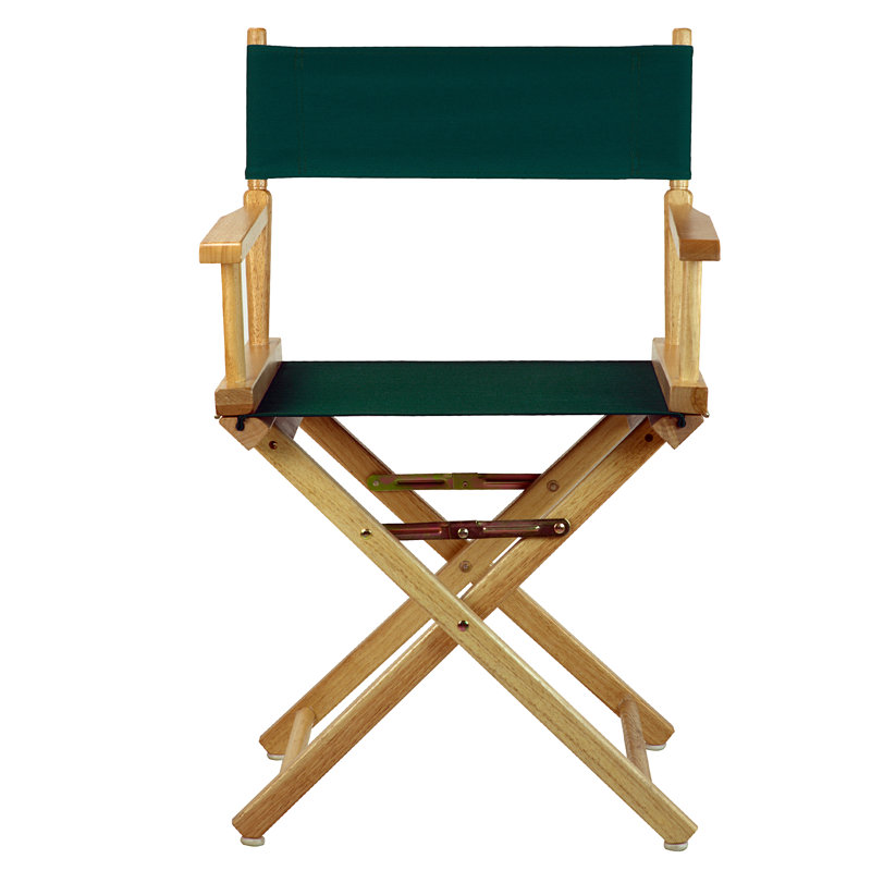 Chaise de réalisateur pliante 18 po, Naturel, Vert forêt