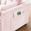 Velours 3 en 1 convertible rose avec lit escamotable et coussins de soutien pour un salon confortable