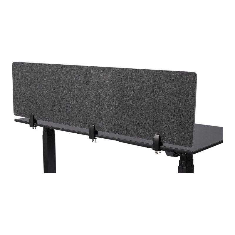 Anthracite Gray 60" Acoustic Desk Divider with Aluminum Clamps