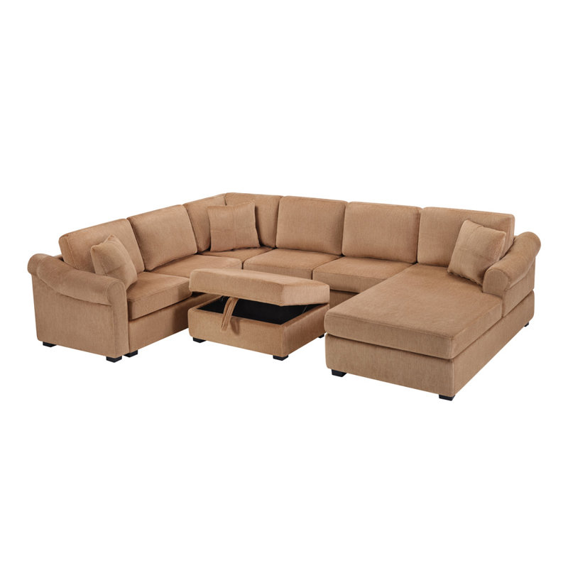 Canapé modulaire de 109,8 po avec rangement pour repose-pieds mobile