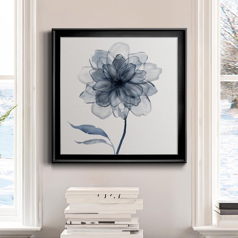 " Indigo Bloom IV " Painting Print, Black, 16" H x 16" W x 1" D