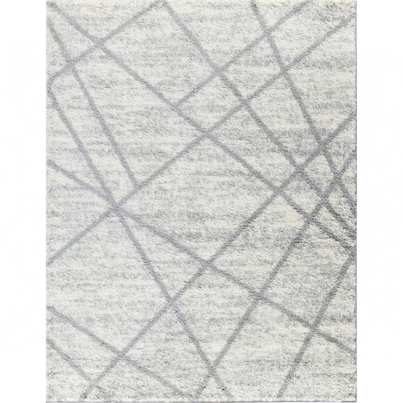 Ivory Shaggy Area Rug, Rectangle 7'10" x 9'10"