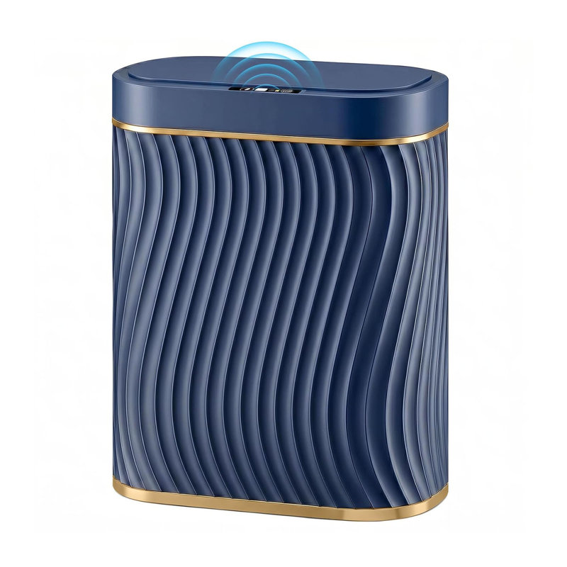 Poubelle imperméable étroite DIDADI 2,6 gallons, Bleu, doré