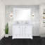 Meuble-lavabo double blanc 48 po X P 22 po D, avec plateau en quartz blanc-117825155
