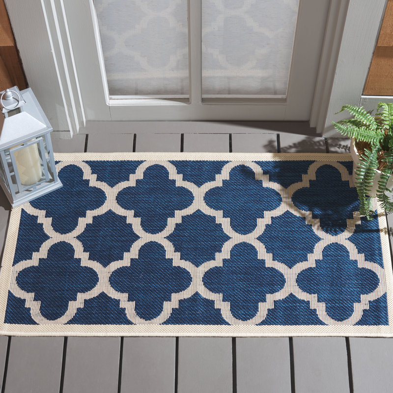 Tapis d'intérieur / extérieur à motif géométrique Herefordshire Performance, Rectangle 2 pi x 3 pi 7 po