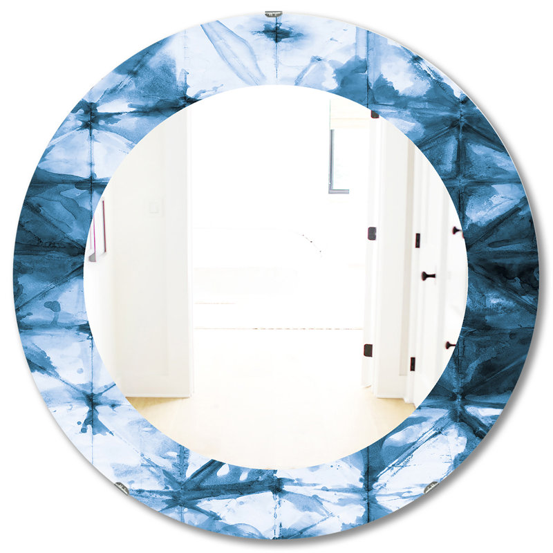 Miroir imprimé moderne - Miroir mural ovale ou rond, H 31,5 po x l 31,5 po, Abstrait 2