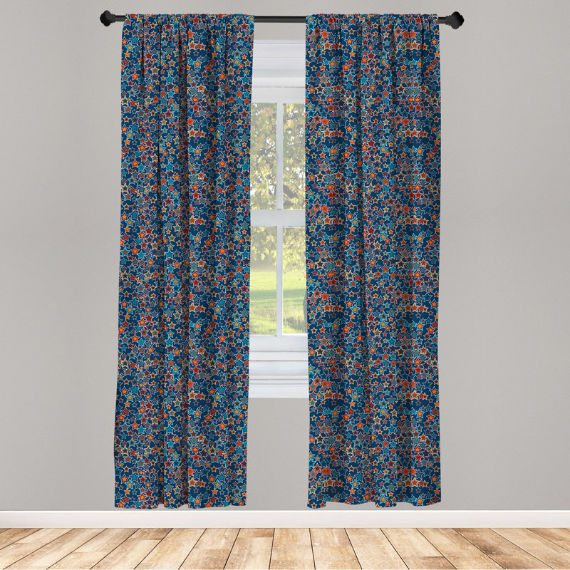 Stars Semi-Sheer Rod Pocket Curtain Panels, 28" x 95"