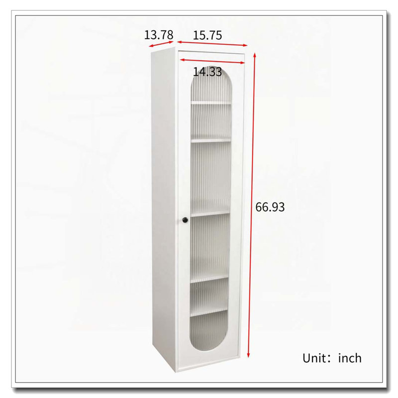 Armoire haute avec bibliothèque et porte vitrée