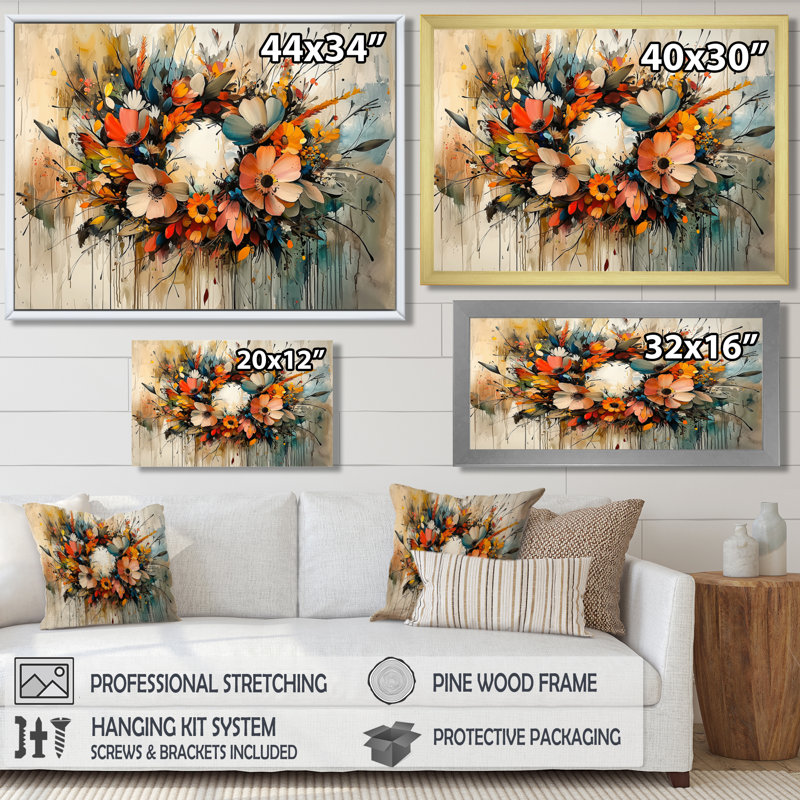 Irique Wreath Spiral Of Petals Symphony - Couronne d'art mural, H 34 po x l 44 po, Reproduction encadrée d'une seule photo