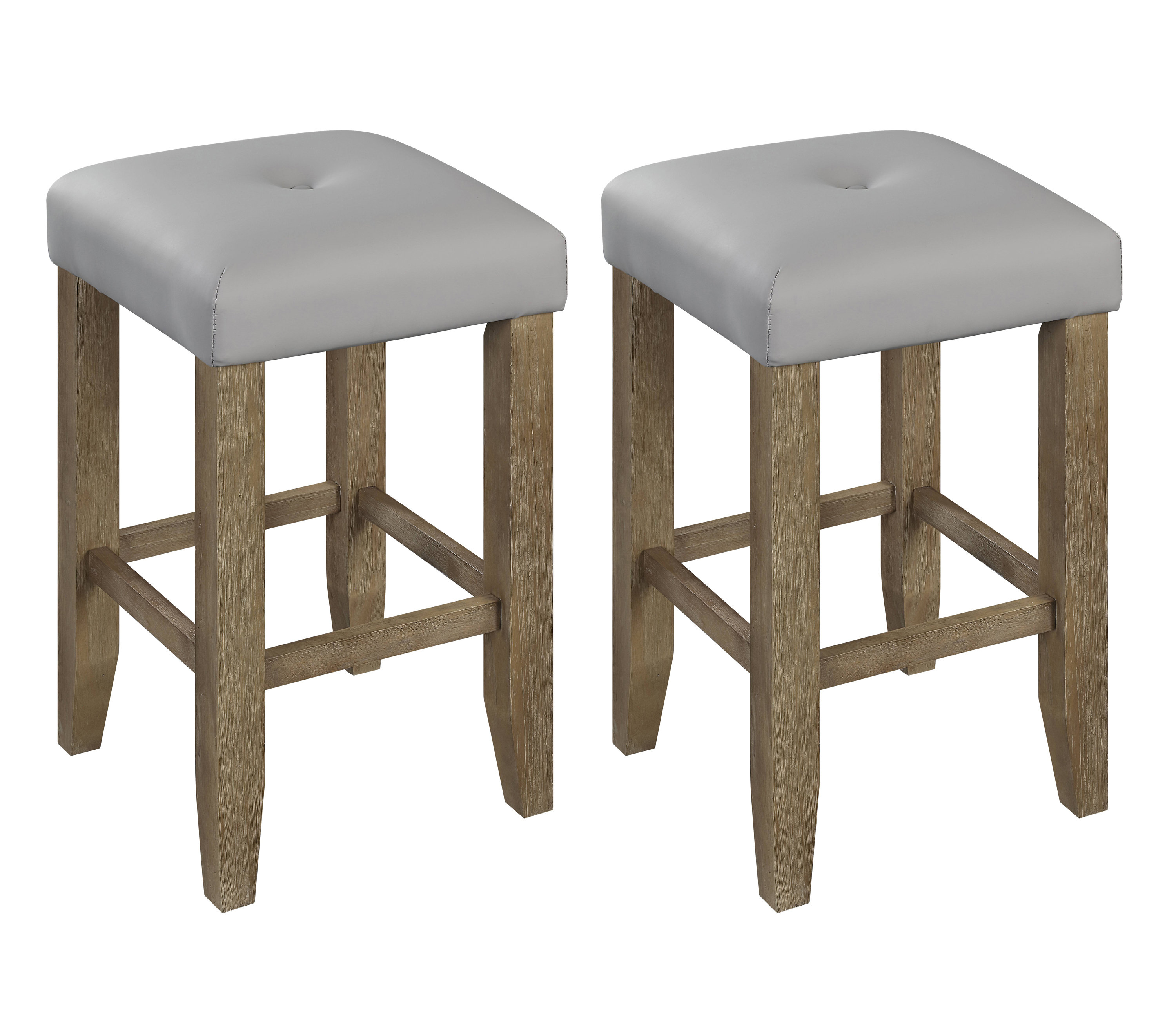 Red Barrel Studio® Chapin Gray and Oak Backless Counter Height Stools Wayfair
