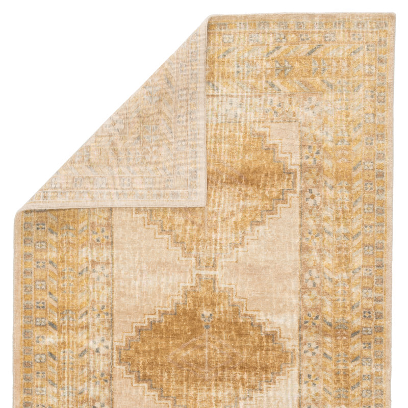 Eluned Hand Knotted Wool Geometric Area Rug, Rectangle 10' x 14'