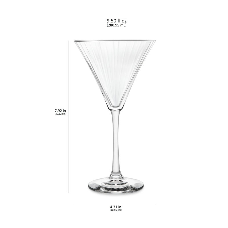 Libbey Paneled Martini Glasses, 9.5-Ounce