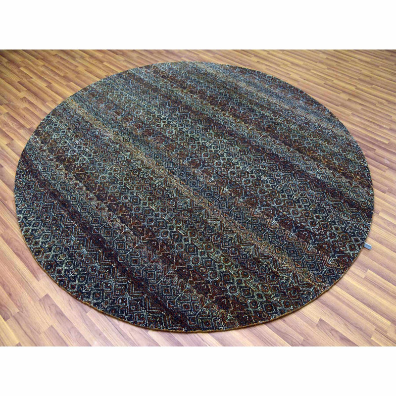 Tapis rond à motif géométrique en laine noué à la main 8 pi x 8 pi brun rouille Kohinoor Herat 66094F78615F4CC58DEA5CEA82B7C094