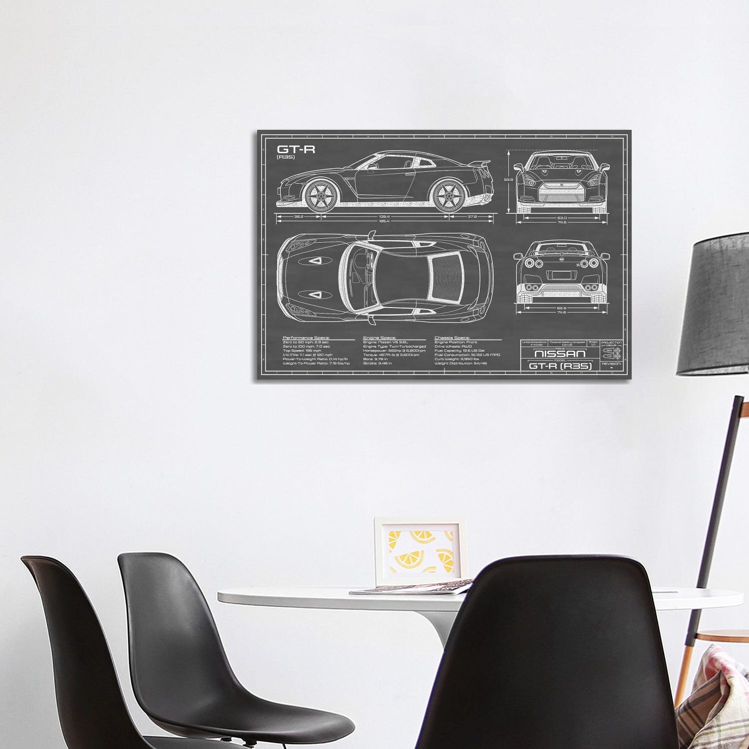 Bless international Nissan GT-R (R35) Skyline Black On Canvas by Action ...