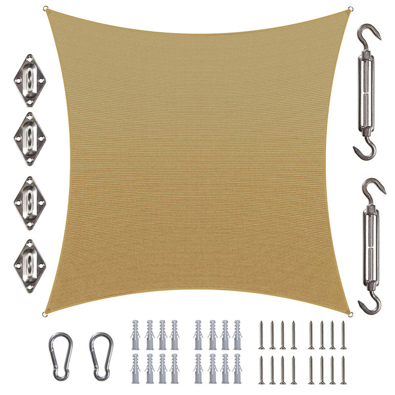 Voile d'ombrage carré Amgo, Beige sable, 12 pi x 12 pi