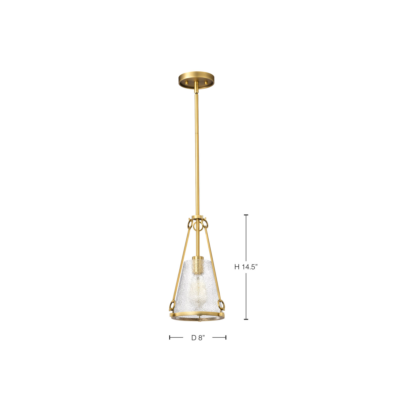 Anita Pendant Light, Vintage Brass, 14.5" H x 8" W x 8" D