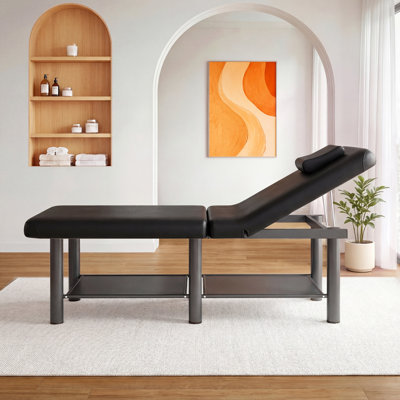 75" Professional Massage Table, Comfortable PU Leather Folding Table, Massage Bed With Adjustable Backrest And Head Pillow