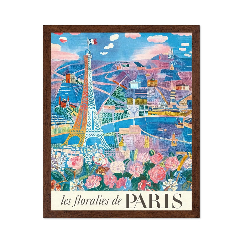 Les Floralies de Paris, Affiche, H 12 po x l 16 po, Encadrement brun