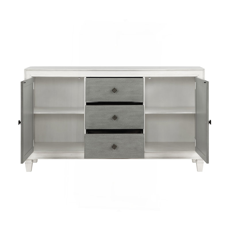 Katia Rustic Gray & Weathered White Finish Server