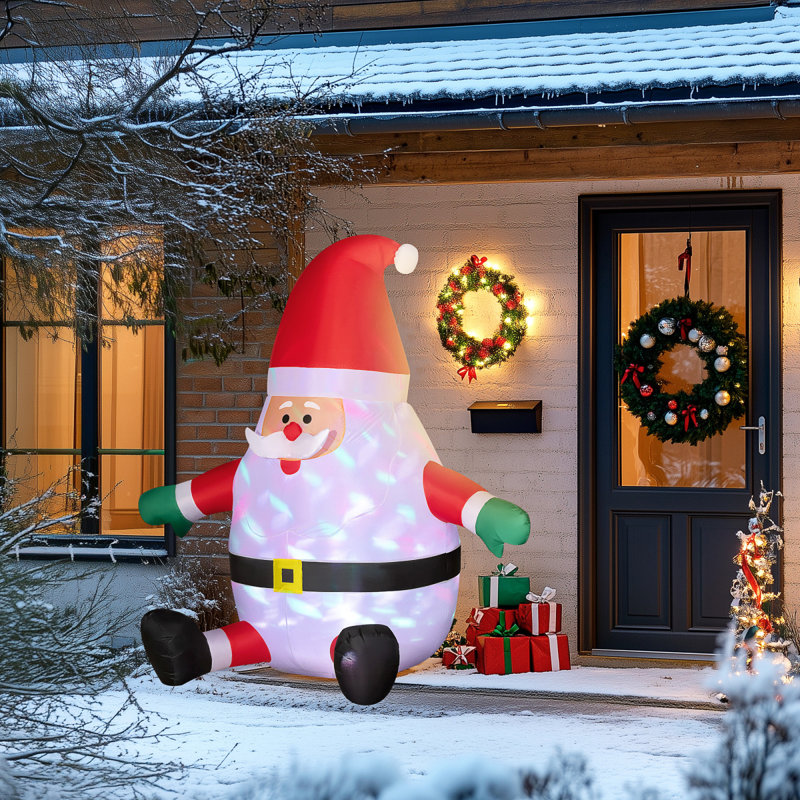 Père Noël gonflable de Noël 6 pi avec boule magique rotative Outsunny
