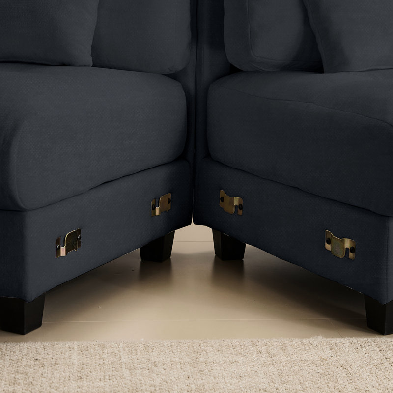 Capacité de poids de 350 lb avec 4 positions réglables, 93 pouces 3 + 1 sièges et tissu chenille bleu, capacité de conception de 3 coussins décoratifs, chenille, décoratif