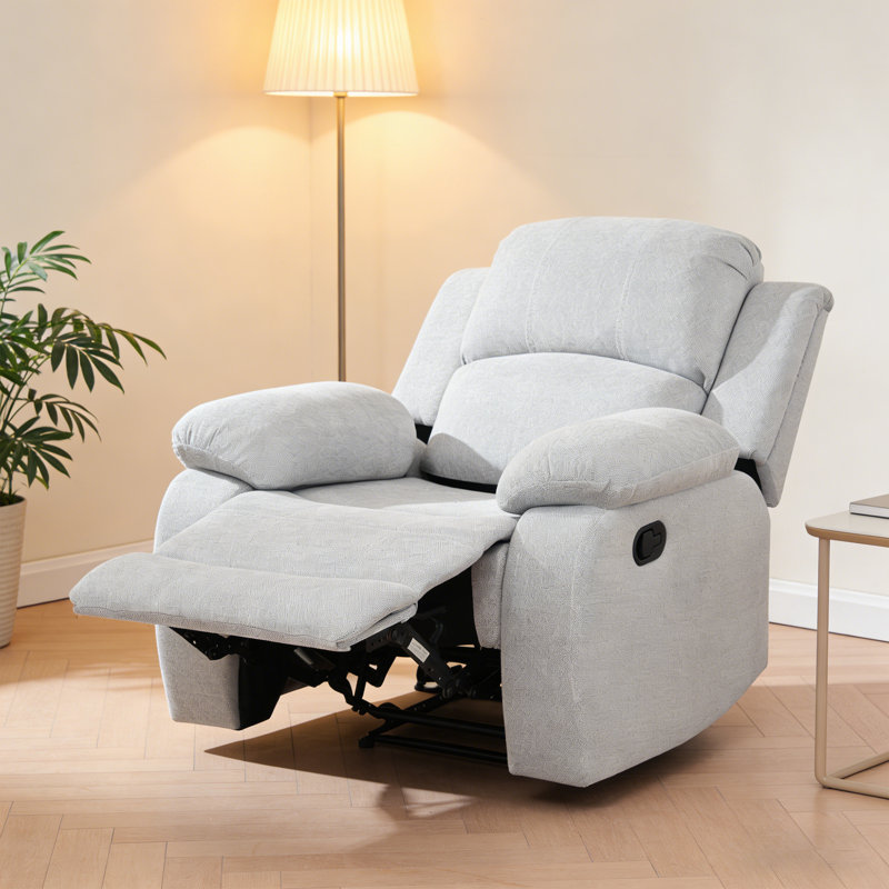 Grey Intelligent Manual Lounge Chair With A Solid Wood Frame That Can Be Seated Or Reclined