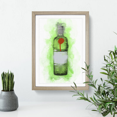 Green Gin Bottle - Picture Frame Graphic Art