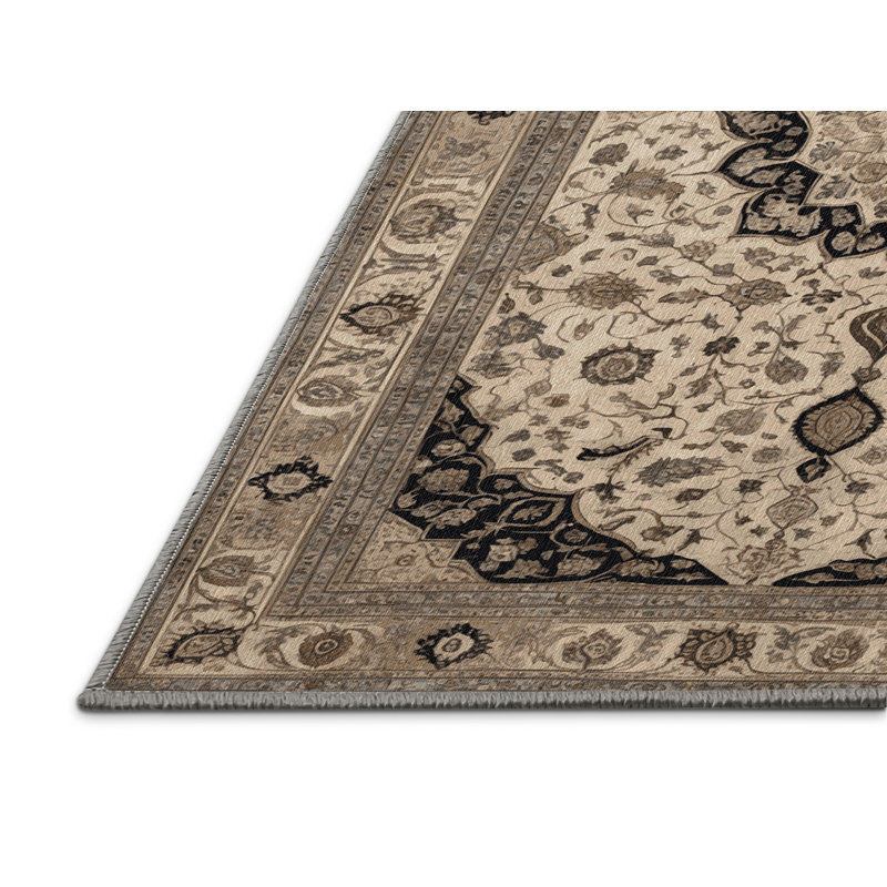 Tapis persan gris lavable à la machine, Carré 4 pi