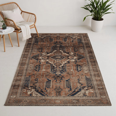 Tapis d'intérieur et d'extérieur brun Persian