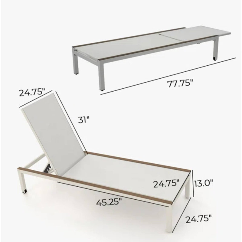 Wolbrom Outdoor  Chaise Lounge Sets With Side Table
