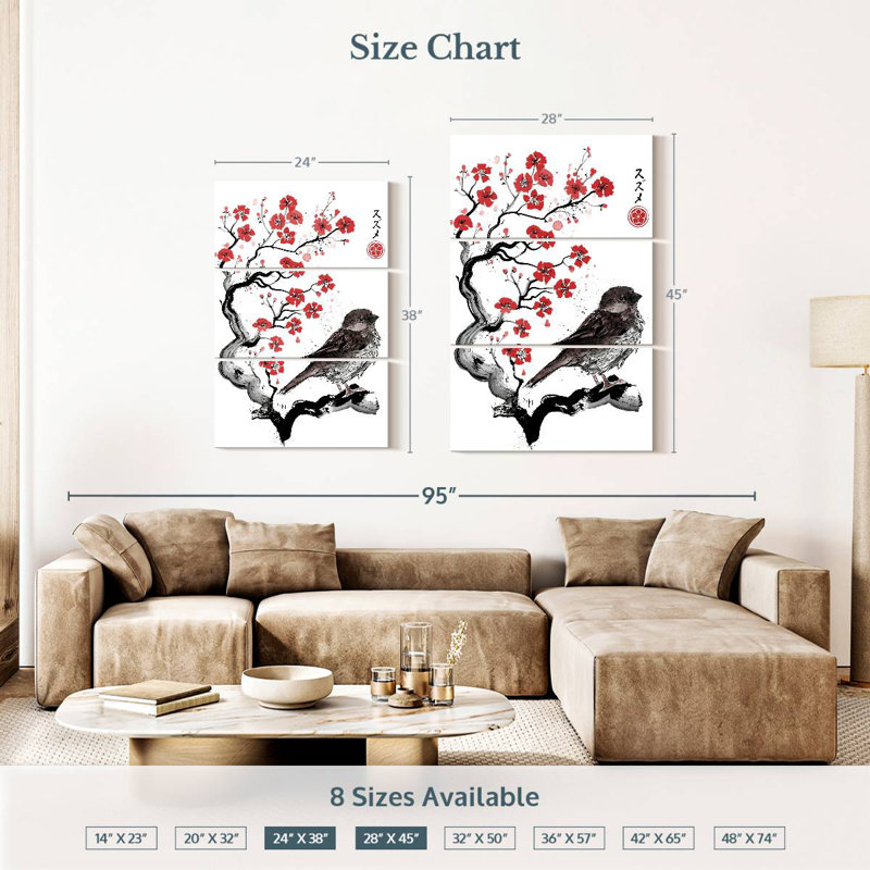 Brampt Little Sparrow Sumi-E, 38" H x 24" W