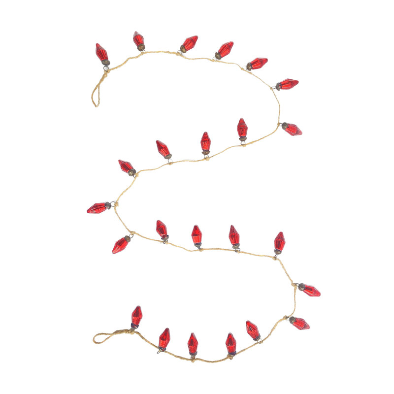 Mercury Glass Ornament Garland On Jute String