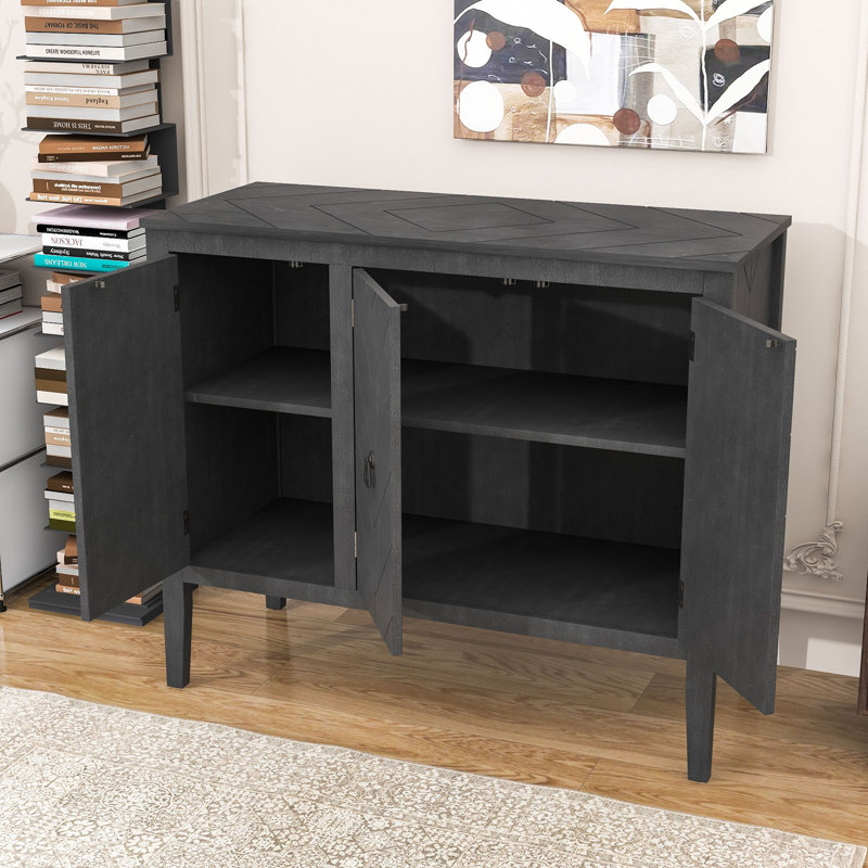 Buffet de rangement avec tablette réglable, Gris