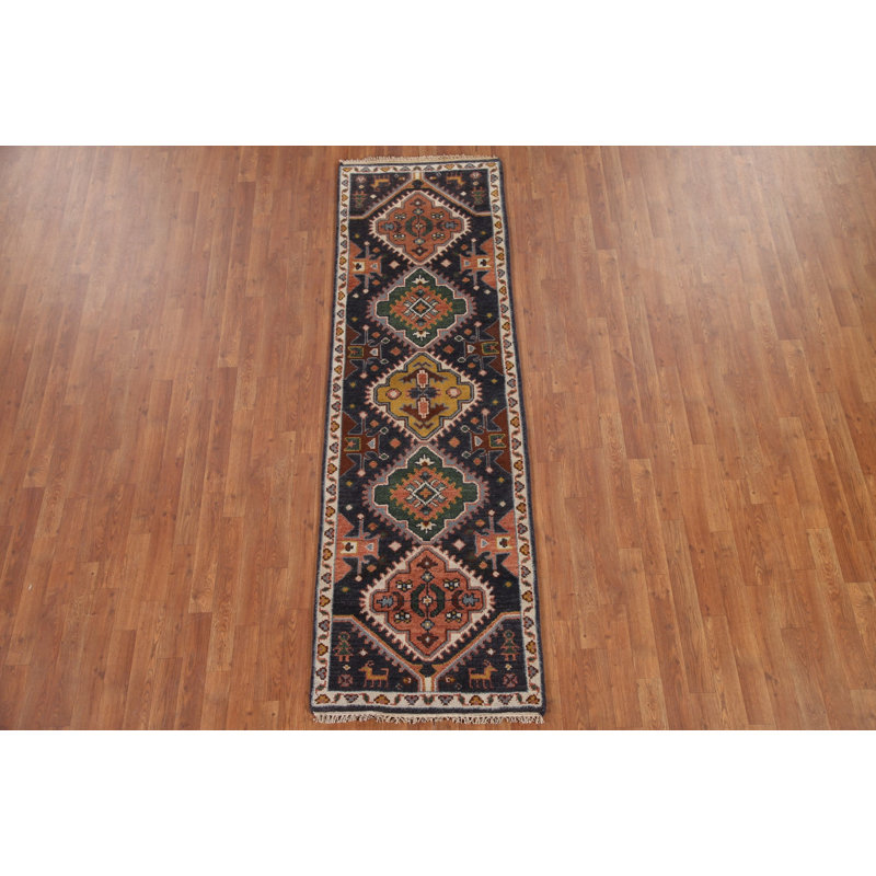 Tapis de couloir bleu marine traditionnel 3 x 8