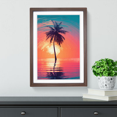 Palm Tree Modern - Single Picture Frame Print on Wood