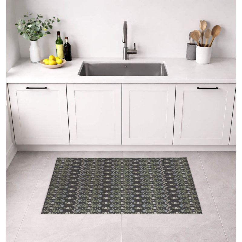 Kalina Low Profile Kitchen Mat, Charcoal, Rectangle 4' x 6'