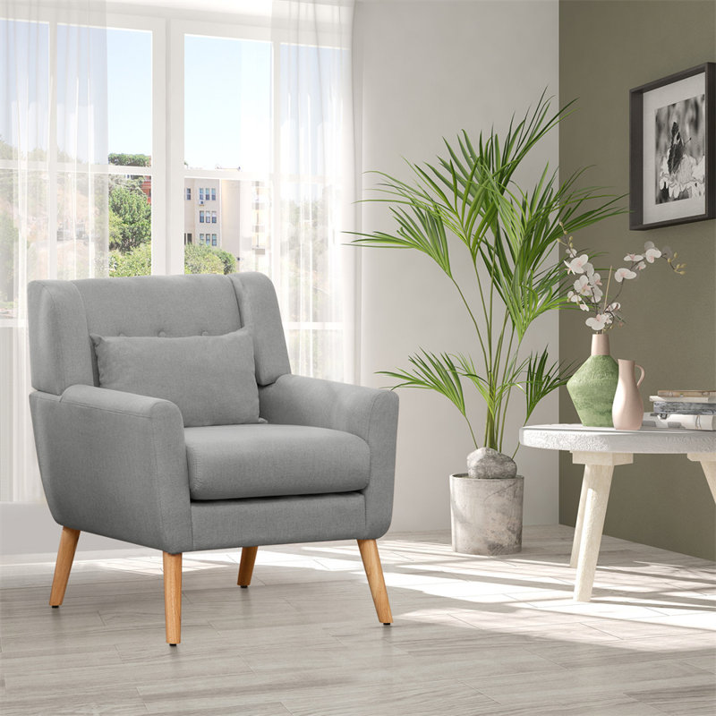 Fauteuil capitonné l 28,8 po Chineye, Mélange de polyester gris