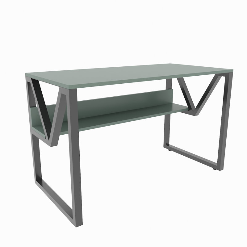 Kymiah 120Cm W Rectangular Computer Desk, Black, Green