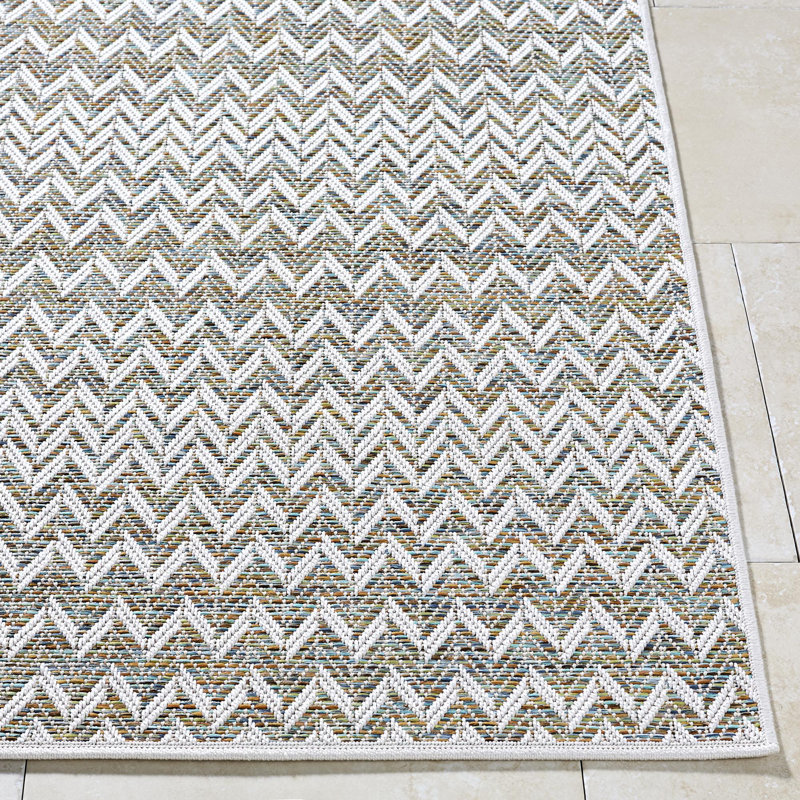 Tapis extérieur tissé à la machine Blunk Cottage, Rectangle 5 pi x 7 pi