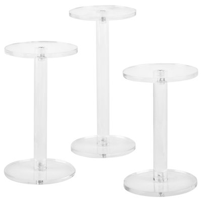 3-Piece Acrylic Round Pedestal Riser Jewellery Stand Set