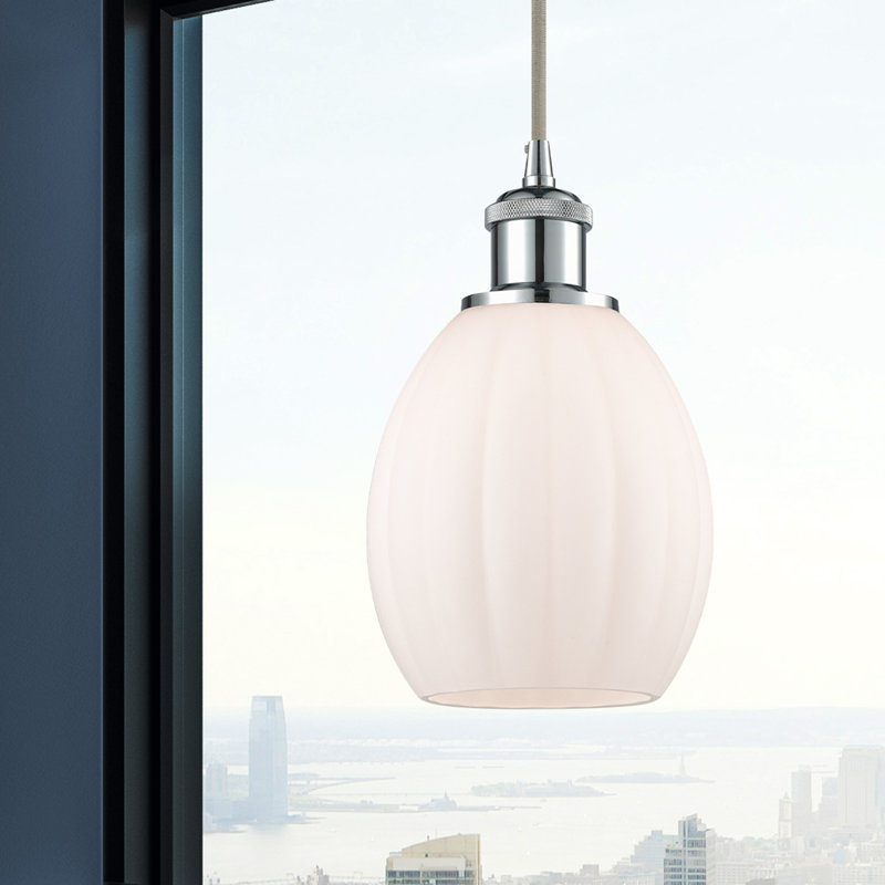Luminaire suspendu sphérique 1 lumière Flomaton, Chrome poli, Ampoule DEL 6 watts Vinage, Blanc mat