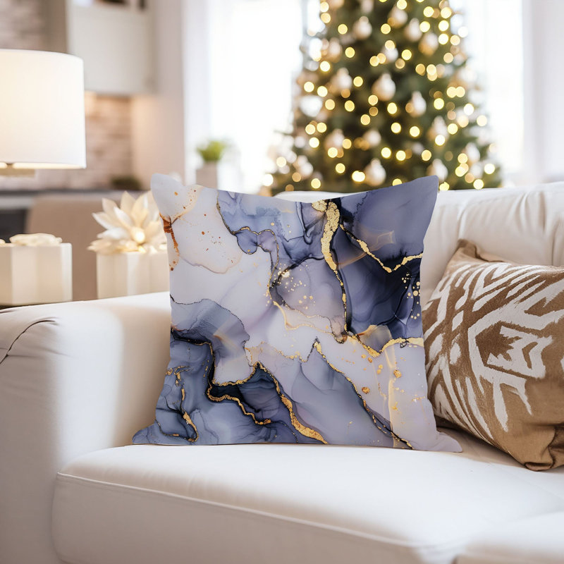 Abstract Geode Marble Symphony IV Modern Throw Pillow Cover, 16"H x 16"W
