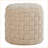 Ottoman, 16” Round Contemporary Braided Velvet for Seating/Footrest | Cream | Velvet-940677811