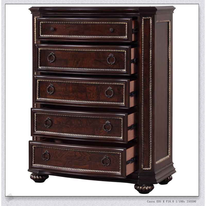Commode Paris G09300-CH avec finition cerisier chaud, grand rangement et placage en bois véritable durable pour une décoration intérieure élégante