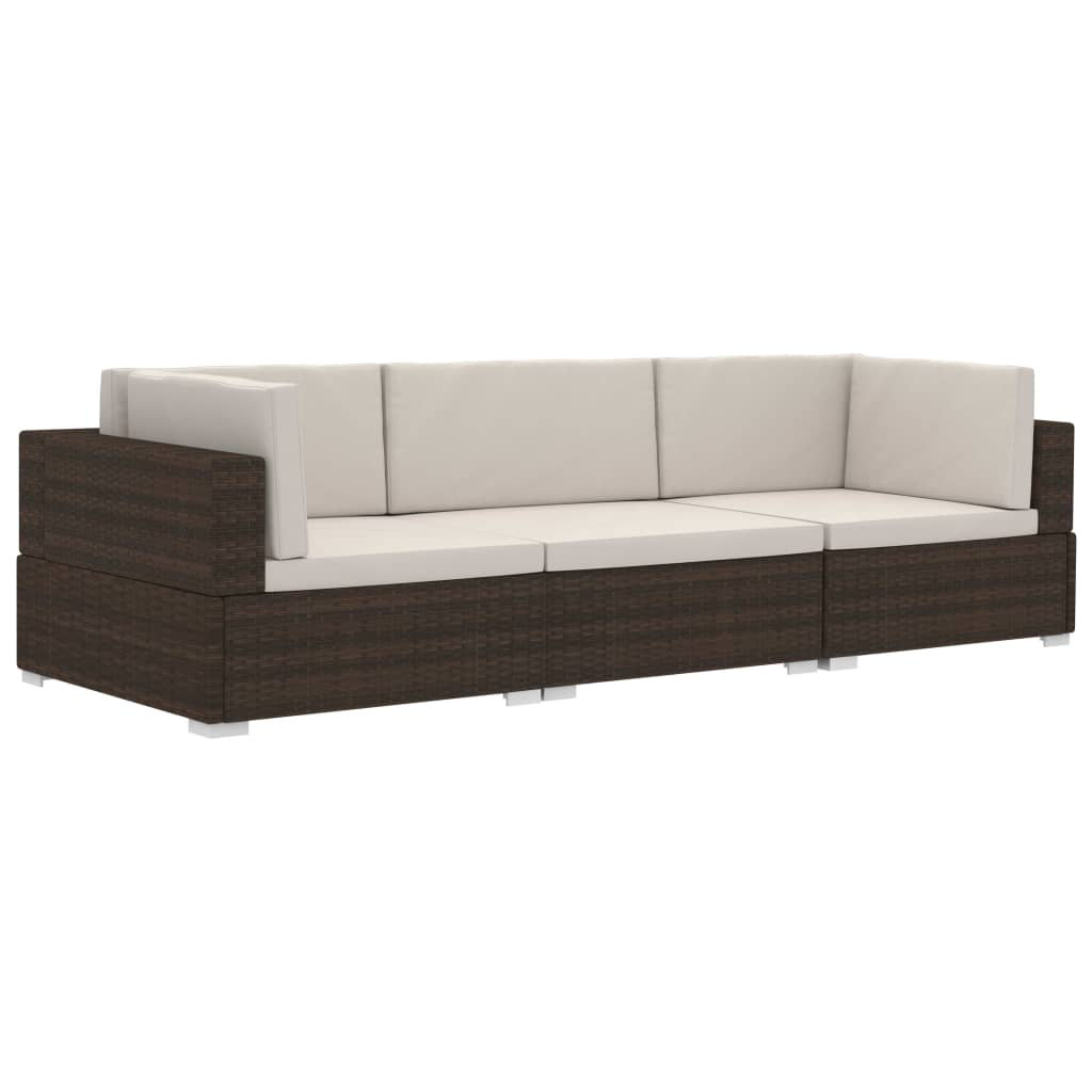 3-Sitzer Lounge-Set Jiaming aus Polyrattan mit Polster