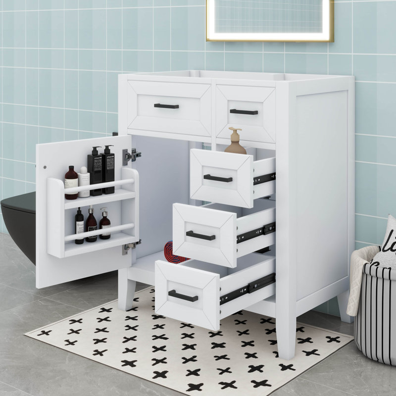 Meuble-lavabo moderne 30 po avec 3 tiroirs, Blanc